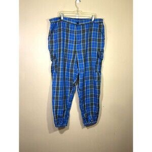 Love Star Womens Plaid Cargo Jogger Pants 3X Blue Punk Skater Grunge Goth 90s